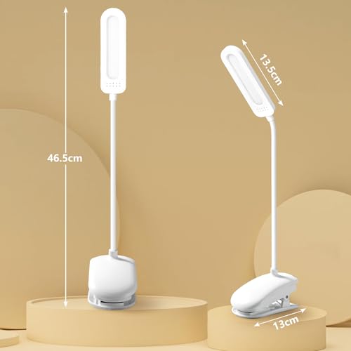 Diboniur Leselampe Bett, Klemmlampe Bett mit Touch Dimmbar, 3 Farben und dimmbar, 360° flexible Klemmleuchte für Studium und Arbeit, Clip-on, USB-Anschluss