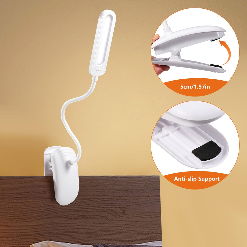 Diboniur Leselampe Bett, Klemmlampe Bett mit Touch Dimmbar, 3 Farben und dimmbar, 360° flexible Klemmleuchte für Studium und Arbeit, Clip-on, USB-Anschluss
