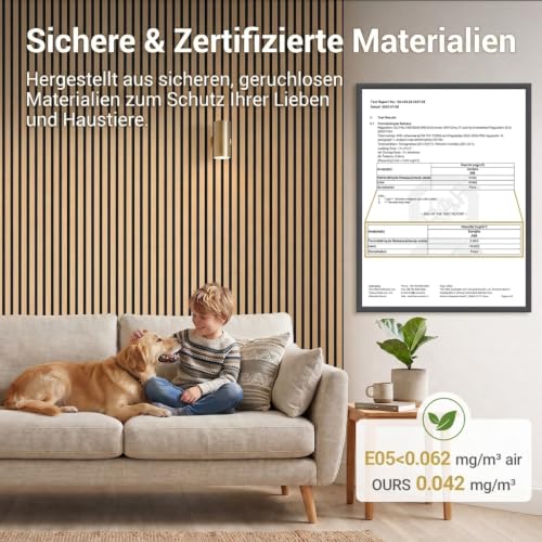 TONOR Akustikpaneele holz, 6 Stück 240 x 20cm -2,88m² Wandpaneele holz Holzpaneele wand als Schallschutzplatten, Wanddekoration aus Holzlamellen Schalldämmung, für Studio, Wohnzimmer, Büro, Teak