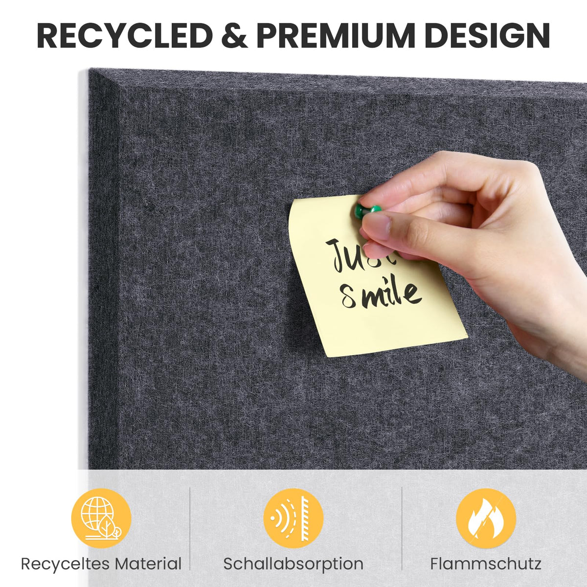 Filz Pinnwand 120 x 90 cm, 12 Pack Pinnwand Kork Alternative für Wand, Dekorative Vision Board Fotowand Pin Board Memoboard mit 60 Stück Pinnnadeln für Büro, Küche, Schule (Deep Gray)