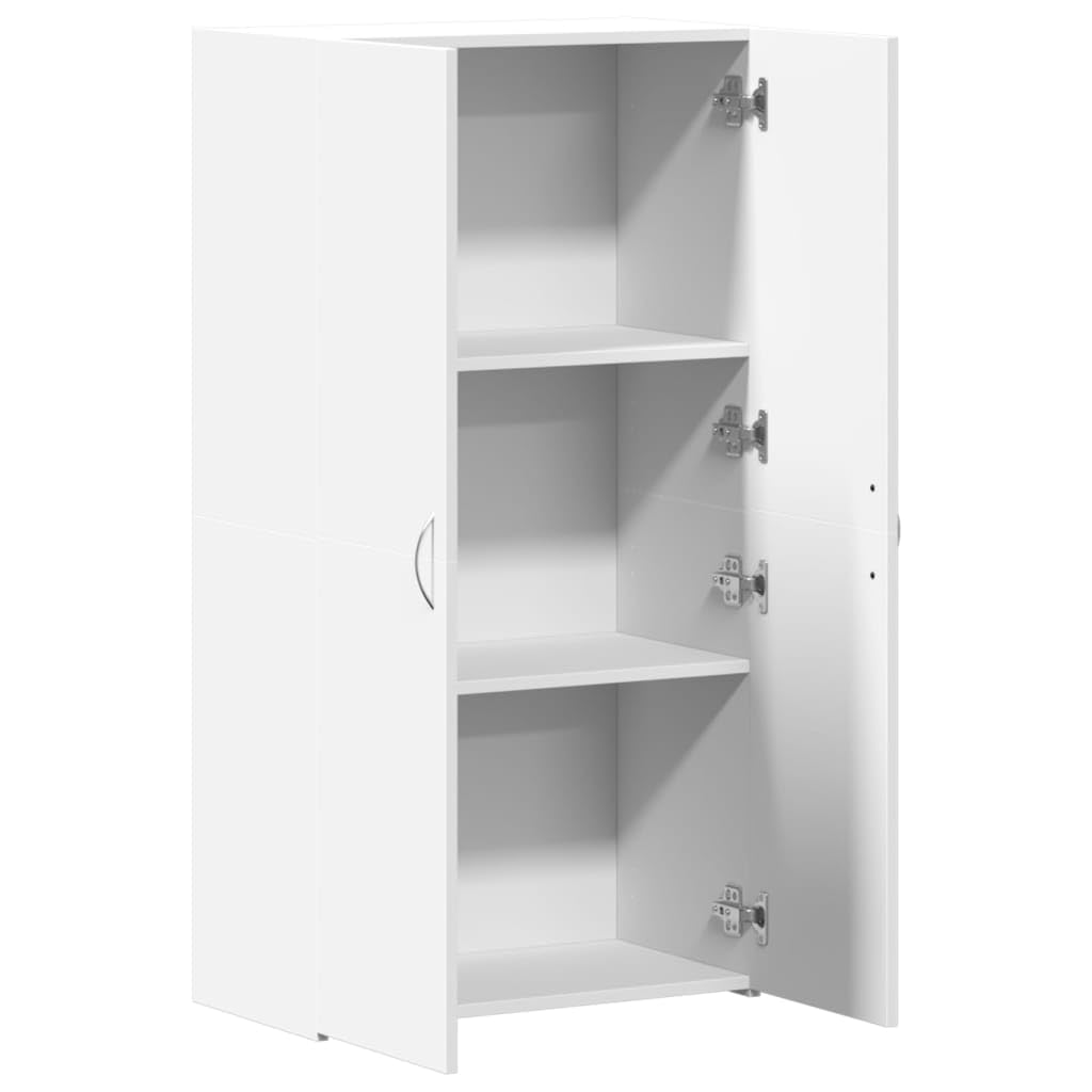 Aktenschrank Weiß Holzwerkstoff 60x32x115 cm mit Zwei Türen, Büroschrank für Archivierung und Ordnung, abschließbar, vielseitig für Büro, Arbeitszimmer und Homeoffice geeignet