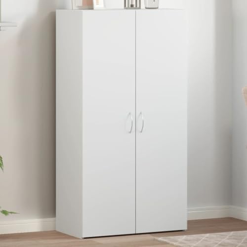 Aktenschrank Weiß Holzwerkstoff 60x32x115 cm mit Zwei Türen, Büroschrank für Archivierung und Ordnung, abschließbar, vielseitig für Büro, Arbeitszimmer und Homeoffice geeignet