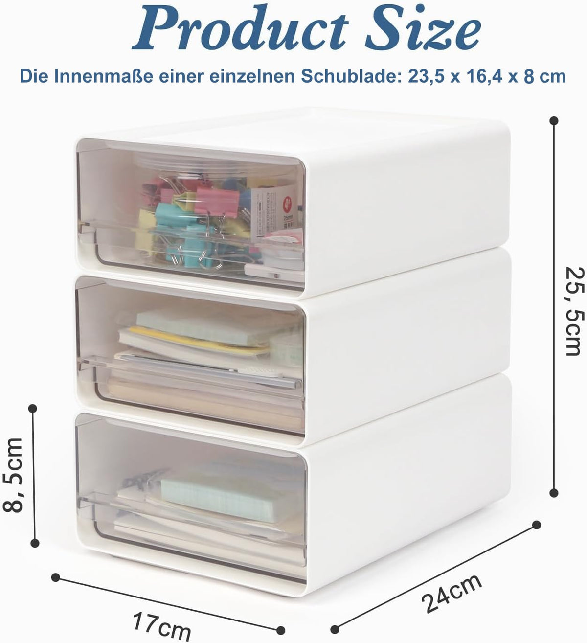 Organizer mit Schubladen Acryl 3 Stück, Schreibtisch Organizer A5