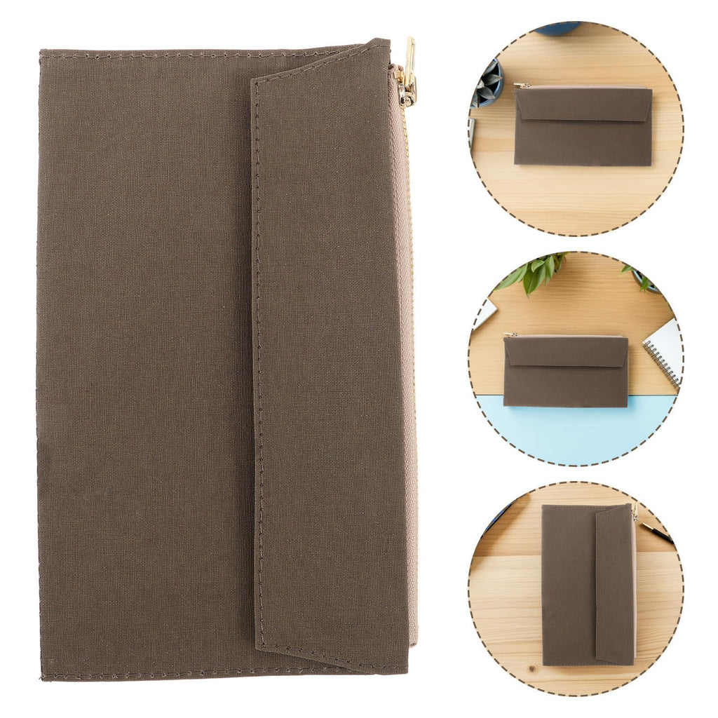 Notizbuchhülle, Notizbuch Organizer Etui mit Reißverschluss für Reisetagebücher, Canvas Aufbewahrungstasche mit Kartenhalter, organisierte Fächer für Reise und Büro, olivgrün