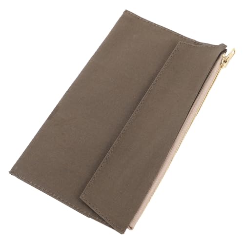 Notizbuchhülle, Notizbuch Organizer Etui mit Reißverschluss für Reisetagebücher, Canvas Aufbewahrungstasche mit Kartenhalter, organisierte Fächer für Reise und Büro, olivgrün