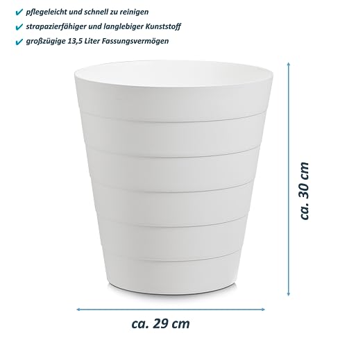 Papierkorb Mülleimer 13,5 Liter Fassungsvermögen (weiß)
