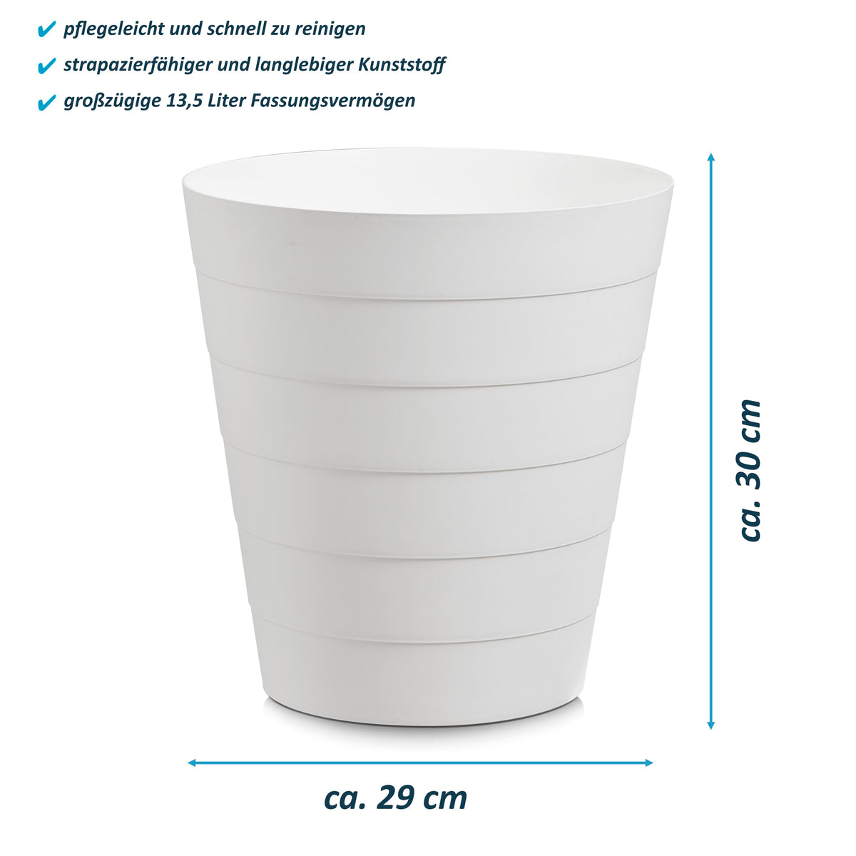 Papierkorb Mülleimer 13,5 Liter Fassungsvermögen (weiß)