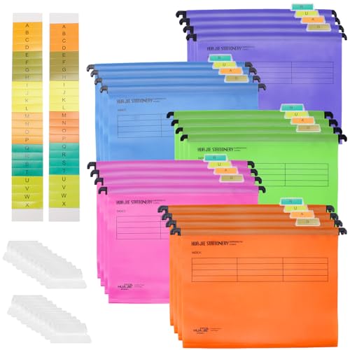 20 Stück A4 Hängeregister,Polypropylen für Hängemappen mit Tabs und Einsätzen,A4 Hängehefter,Hängeregister Mappen für Büro Schule Schreibtisch Arbeit
