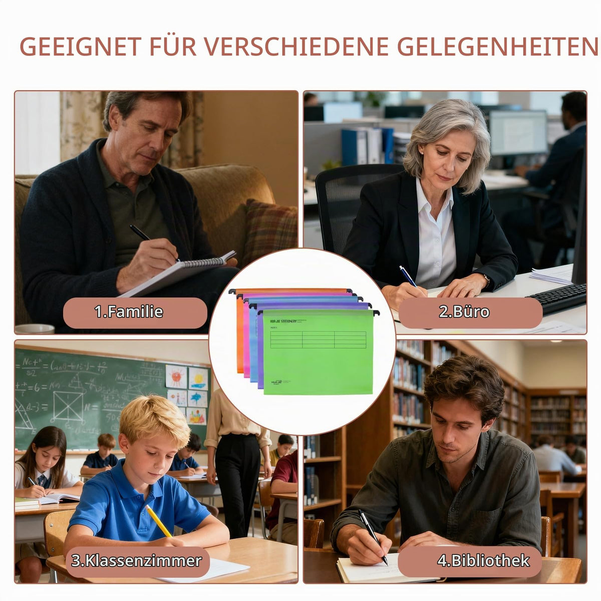 20 Stück A4 Hängeregister,Polypropylen für Hängemappen mit Tabs und Einsätzen,A4 Hängehefter,Hängeregister Mappen für Büro Schule Schreibtisch Arbeit