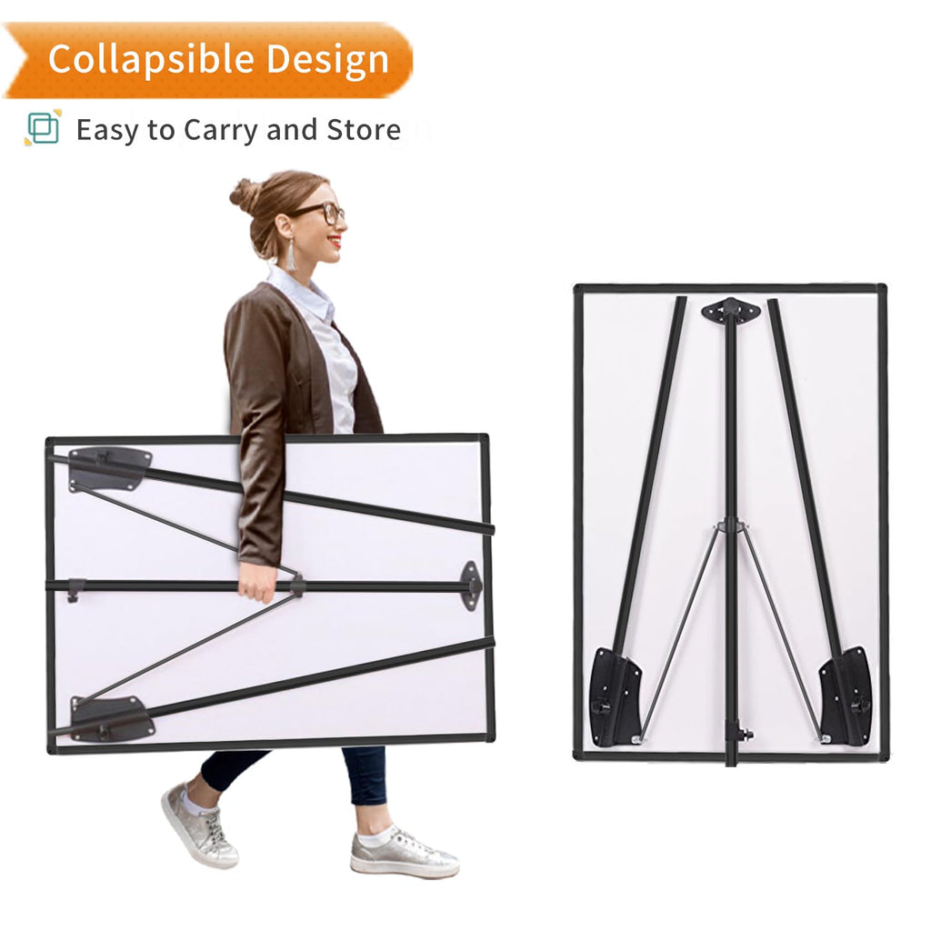 VIZ-PRO Magnetisches Whiteboard 90 x 60 cm mit Schwarzem Staffelei-Ständer