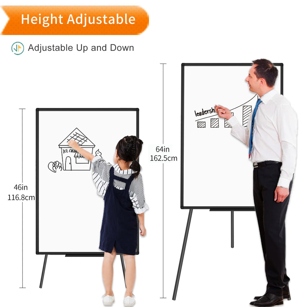 VIZ-PRO Magnetisches Whiteboard 90 x 60 cm mit Schwarzem Staffelei-Ständer
