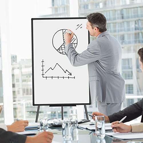 VIZ-PRO Magnetisches Whiteboard 90 x 60 cm mit Schwarzem Staffelei-Ständer