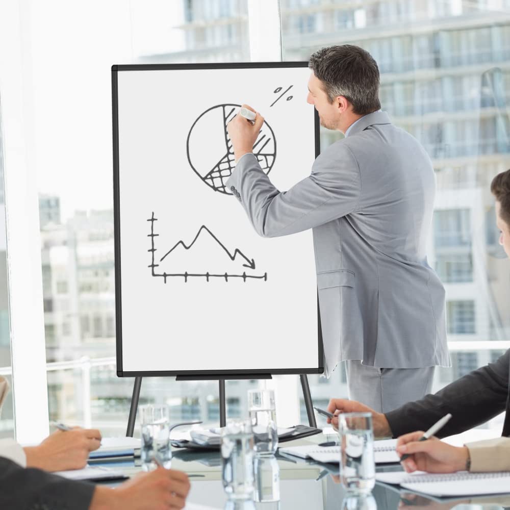 VIZ-PRO Magnetisches Whiteboard 90 x 60 cm mit Schwarzem Staffelei-Ständer
