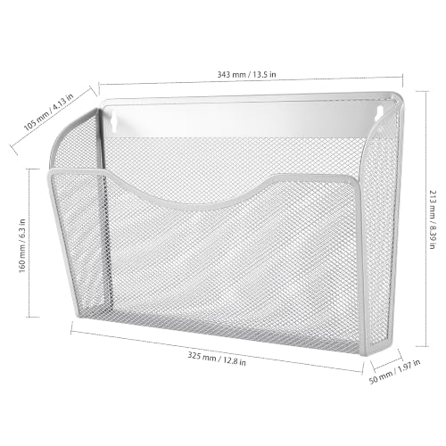 2 Stück Wandmontierter Zeitschriftenhalter, Metall Silber 34,3 x 21,3 x 10,5 cm, Zeitschriften Wandhalter mit Schraube Ausdehnungsrohre, A4 Dokumentenhalter Wand für Büro Zuhause