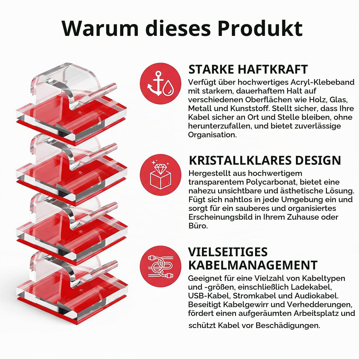 Kabelclips 100 Stück selbstklebend