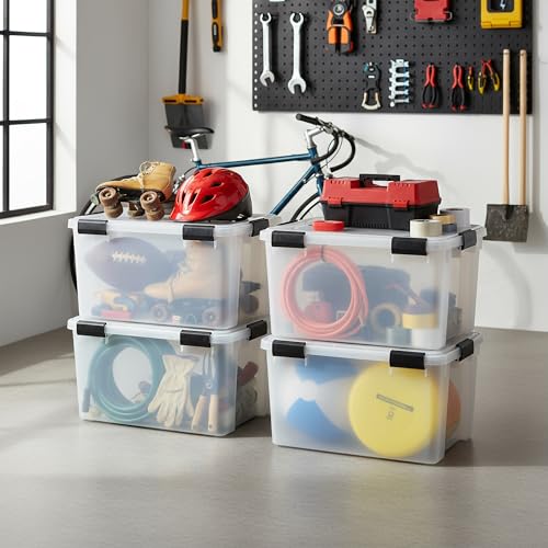Iris Ohyama Luftdichte Kunststoff-Aufbewahrungsboxen mit Deckel, 50L, 2er-Set, Transparent, Hermetischer wasserdichter Verschluss, Robuste Schnappverschlüsse, Stapelbar, Staubschutz, BPA-frei, AT-L