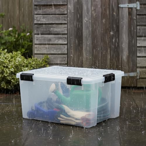 Iris Ohyama Luftdichte Kunststoff-Aufbewahrungsboxen mit Deckel, 50L, 2er-Set, Transparent, Hermetischer wasserdichter Verschluss, Robuste Schnappverschlüsse, Stapelbar, Staubschutz, BPA-frei, AT-L
