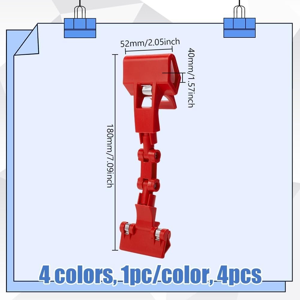 4 Stück Verstellbarer Dokumentenhalter in 4 Farben, Flexibler Drehbarer Papierclip für Tischoberfläche