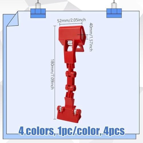 4 Stück Verstellbarer Dokumentenhalter in 4 Farben, Flexibler Drehbarer Papierclip für Tischoberfläche