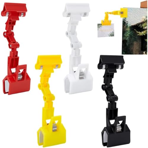 4 Stück Verstellbarer Dokumentenhalter in 4 Farben, Flexibler Drehbarer Papierclip für Tischoberfläche