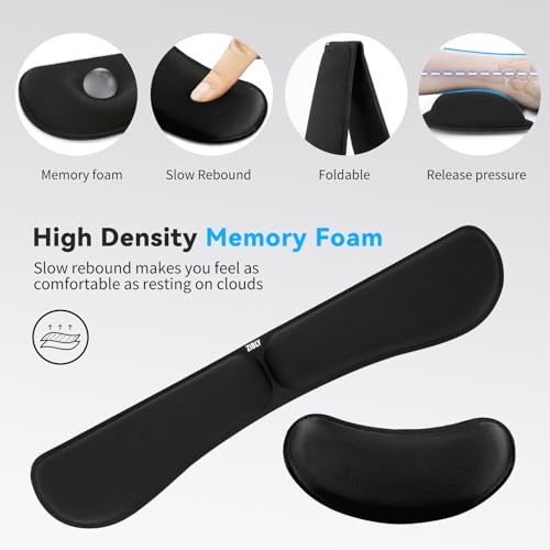 ZIBLY Ergonomisches Mauspad mit Handauflage & Tastatur Handauflage Set – Rutschfestes Mauspad aus Memory Foam für Büro Home Office Gaming