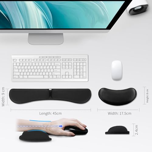 ZIBLY Ergonomisches Mauspad mit Handauflage & Tastatur Handauflage Set – Rutschfestes Mauspad aus Memory Foam für Büro Home Office Gaming
