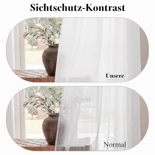 KGORGE Raumteiler Vorhang Halbtransparent mit Kräuselband für Wohnzimmer