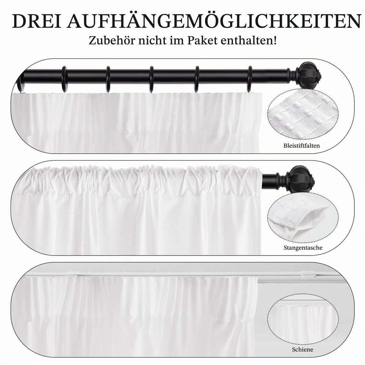 KGORGE Raumteiler Vorhang Halbtransparent mit Kräuselband für Wohnzimmer