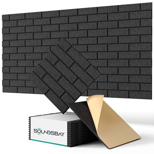 Soundsbay Akustikpaneele Selbstklebend 12 Stück Schwarz 30x30x0.9cm