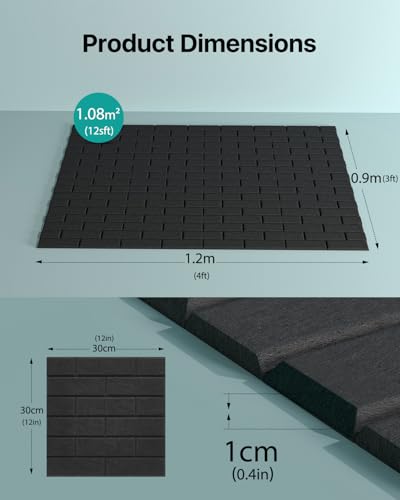 Soundsbay Akustikpaneele Selbstklebend 12 Stück Schwarz 30x30x0.9cm