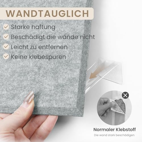 Großes Kork Board Alternative Pinnwand, 90 x 60 cm, 6 Stück, Filzkork-Tafel, Fliesen für die Wand mit 50 Pinnnadeln für Büro, Schule, Zuhause