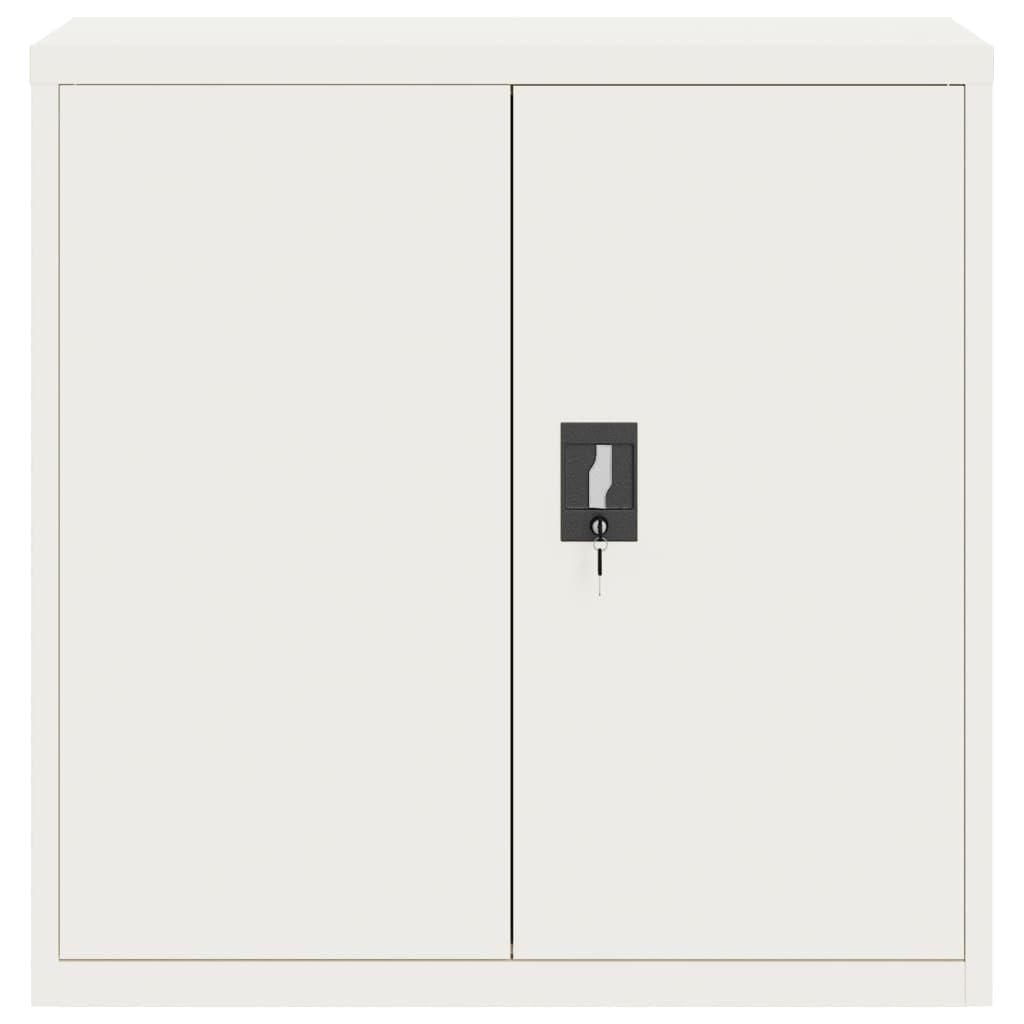 Aktenschrank Weiß 90x40x90 cm aus pulverbeschichtetem Stahl mit 2 Einlegeböden abschließbar Büroschrank für Büro, Arbeitszimmer, Homeoffice zur sicheren Archivierung von Dokumenten und