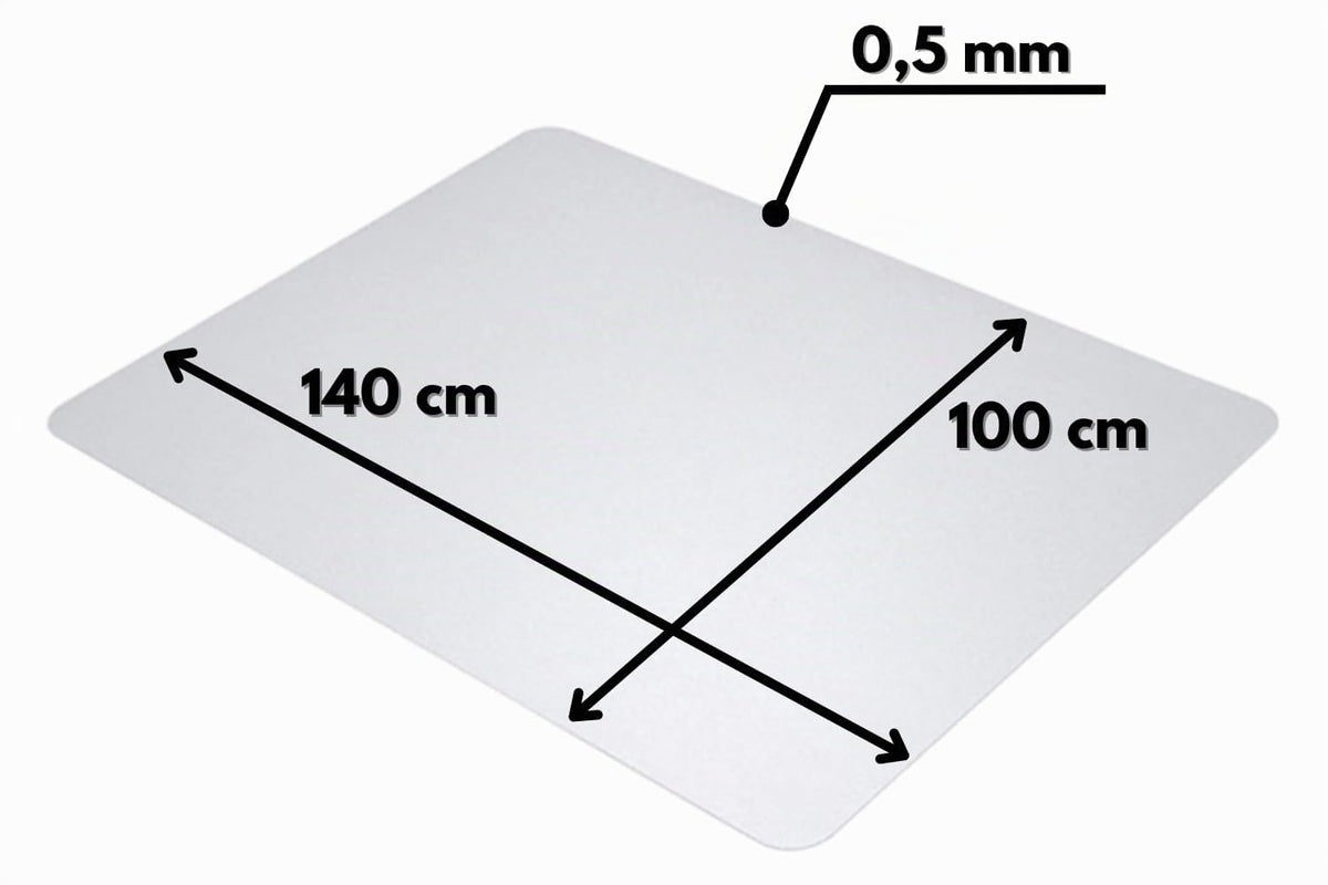 ZOLTA Bodenschutzmatte für Hartböden 0,5mm 100 x 140cm Halbtransparent - Schreibtischstuhl Unterlage - Bürostuhl Matte - Bodenmatte unter Bürostuhl und Schreibtisch - Schreibtischunterlage