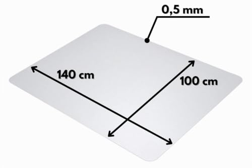 ZOLTA Bodenschutzmatte für Hartböden 0,5mm 100 x 140cm Halbtransparent - Schreibtischstuhl Unterlage - Bürostuhl Matte - Bodenmatte unter Bürostuhl und Schreibtisch - Schreibtischunterlage