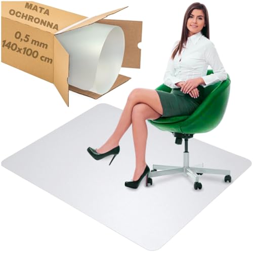 ZOLTA Bodenschutzmatte für Hartböden 0,5mm 100 x 140cm Halbtransparent - Schreibtischstuhl Unterlage - Bürostuhl Matte - Bodenmatte unter Bürostuhl und Schreibtisch - Schreibtischunterlage