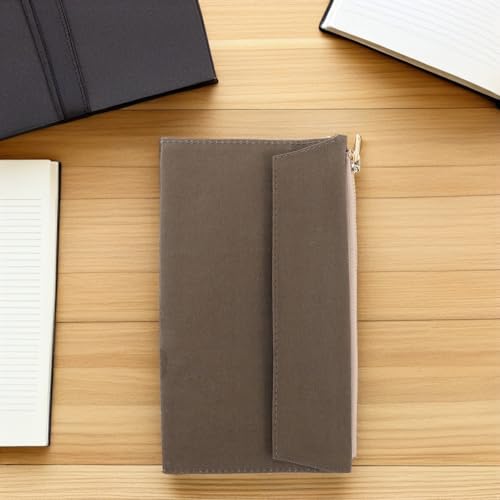 HOMSFOU Notizbuchhülle mit Reißverschluss, Canvas, multiple Fächer, für Journaling und Büro, leichte Organizer Tasche für Reisende