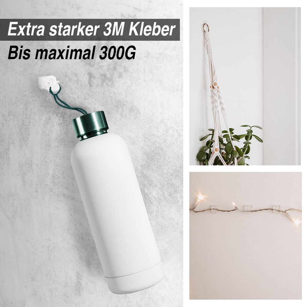 Kabelhalter selbstklebend, starker Kleber, 50 Stück, Indoor & Outdoor - Kabelclips für Kabelmanagement - Kabelklemmen & Kabelorganisator an allen Möbeln - Kabelbefestigung Lichterkette(transparent)