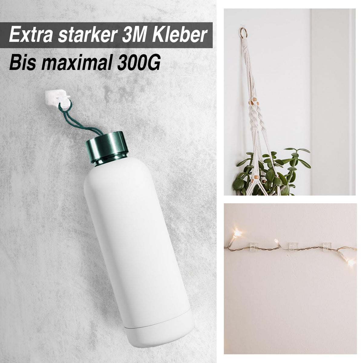 Kabelhalter selbstklebend, starker Kleber, 50 Stück, Indoor & Outdoor - Kabelclips für Kabelmanagement - Kabelklemmen & Kabelorganisator an allen Möbeln - Kabelbefestigung Lichterkette(transparent)