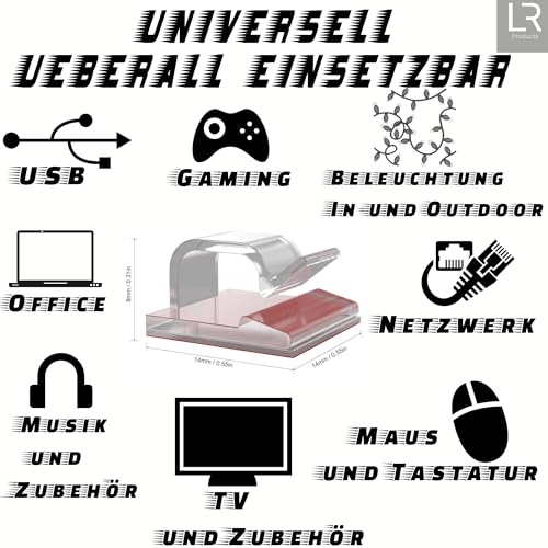 Kabelhalter selbstklebend, starker Kleber, 50 Stück, Indoor & Outdoor - Kabelclips für Kabelmanagement - Kabelklemmen & Kabelorganisator an allen Möbeln - Kabelbefestigung Lichterkette(transparent)