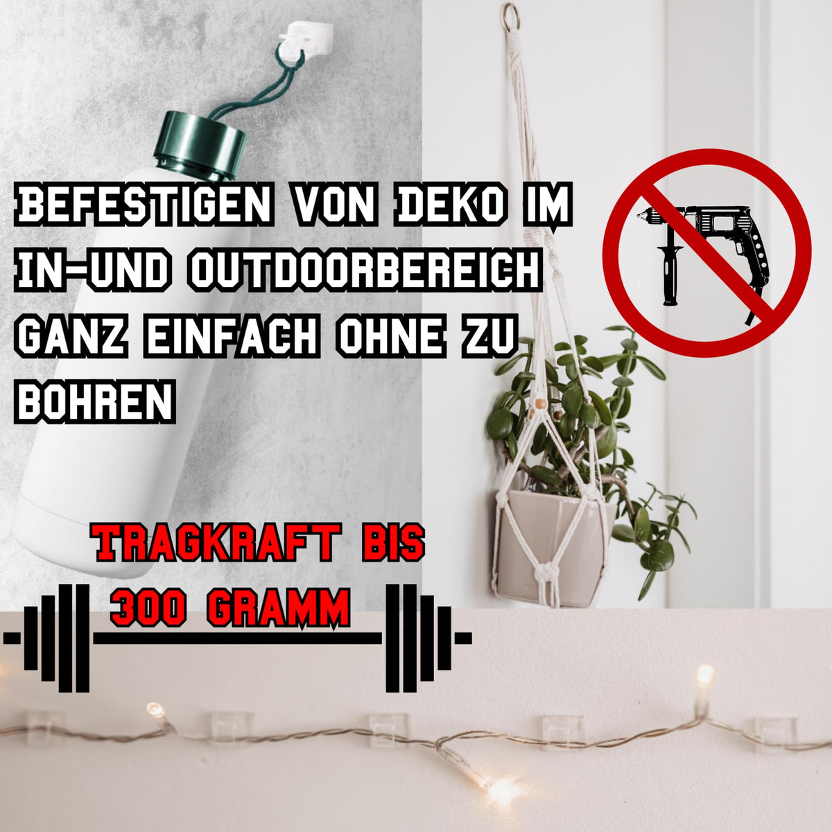 Kabelhalter selbstklebend, starker Kleber, 50 Stück, Indoor & Outdoor - Kabelclips für Kabelmanagement - Kabelklemmen & Kabelorganisator an allen Möbeln - Kabelbefestigung Lichterkette(transparent)