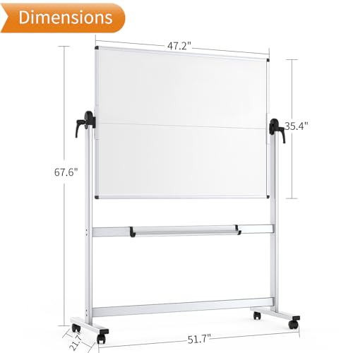 VIZ-PRO Mobiles Whiteboard mit Ständer 120 x 90 cm, Doppelseitig Magnetisch