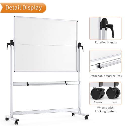 VIZ-PRO Mobiles Whiteboard mit Ständer 120 x 90 cm, Doppelseitig Magnetisch