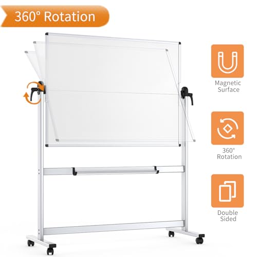 VIZ-PRO Mobiles Whiteboard mit Ständer 120 x 90 cm, Doppelseitig Magnetisch