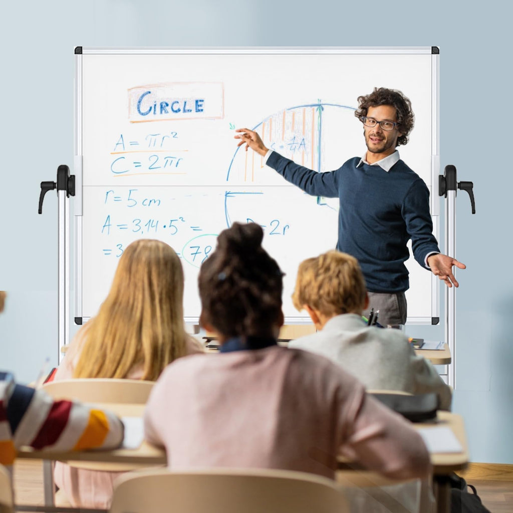 VIZ-PRO Mobiles Whiteboard mit Ständer 120 x 90 cm, Doppelseitig Magnetisch