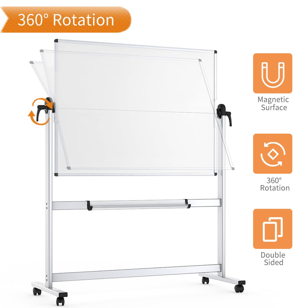 VIZ-PRO Mobiles Whiteboard mit Ständer 120 x 90 cm, Doppelseitig Magnetisch