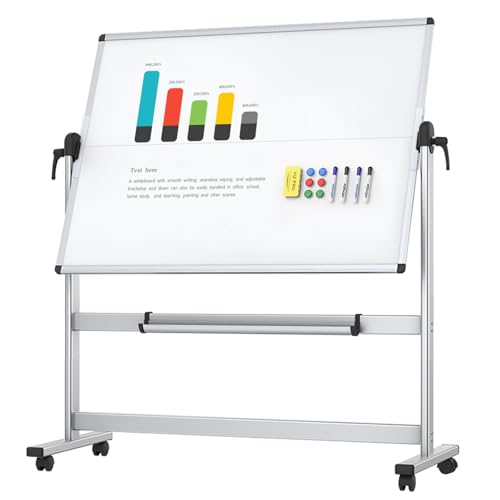 VIZ-PRO Mobiles Whiteboard mit Ständer 120 x 90 cm, Doppelseitig Magnetisch