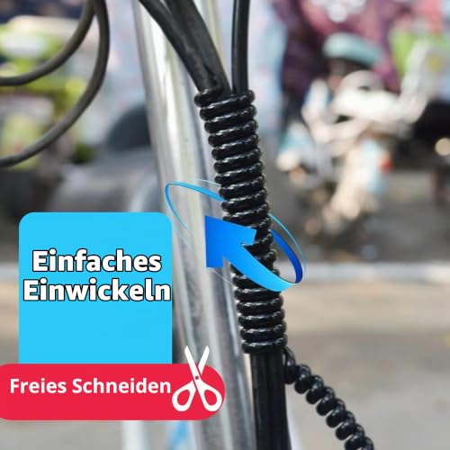 2 Stück 96cm Scooter Kabelschutz, Spiralschutz FahrradSpiral, Kabelschlauch Kabelschlauch Kabelspirale Kabelschutzschlauch Flexibler Spiralschlauch Kabelorganisation E-Scooter Zubehör (Schwarz)