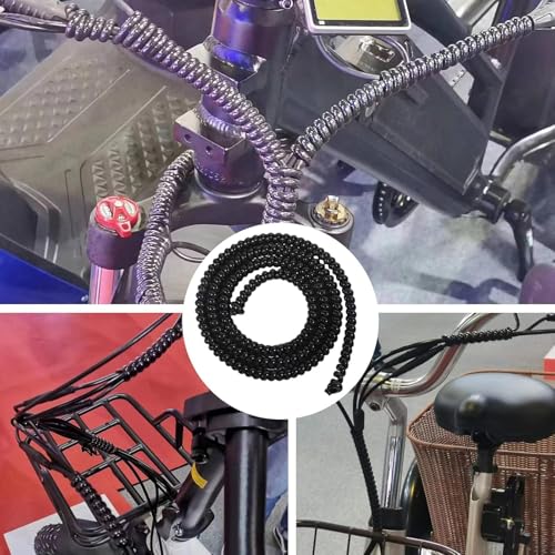 2 Stück 96cm Scooter Kabelschutz, Spiralschutz FahrradSpiral, Kabelschlauch Kabelschlauch Kabelspirale Kabelschutzschlauch Flexibler Spiralschlauch Kabelorganisation E-Scooter Zubehör (Schwarz)