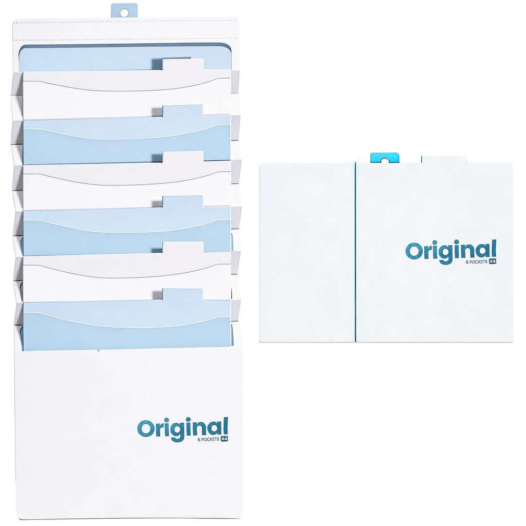Zeitschriftenhalter Wand,A4 Wandorganizer Hängend mit 6 Hängetaschen,Magazinhalter Wand Tragbarer und Faltbarer für Schulunterlagen,Briefe,Bücher,Zeitungen und Korrespondenz (Blau)