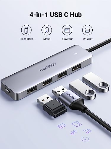 UGREEN USB C Hub mit 4 Ports USB 3.0 OTG Adapter mit Stromversorgung(15cm)